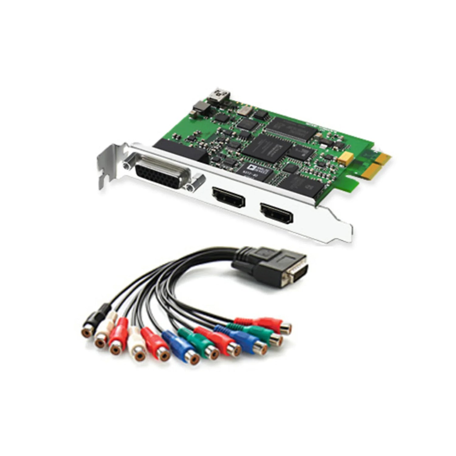 Internal capture card with multi-colored component video RCA breakout cable for high-definition video recording