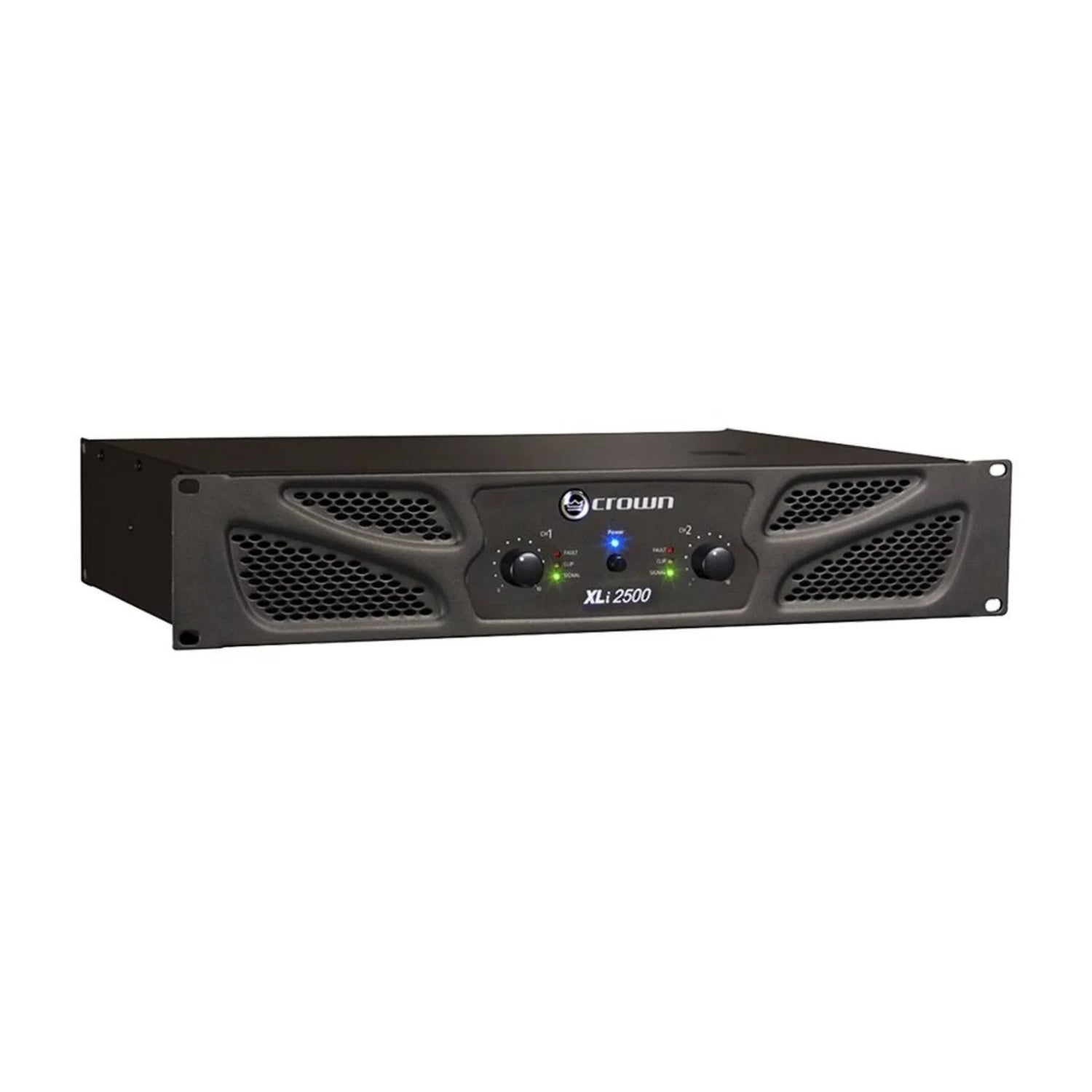 Crown XLi 2500 professional power amplifier with dual control knobs and LED indicators