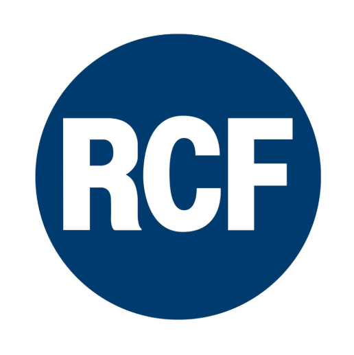 Black RCF logo with bold letters inside a circular border on white background