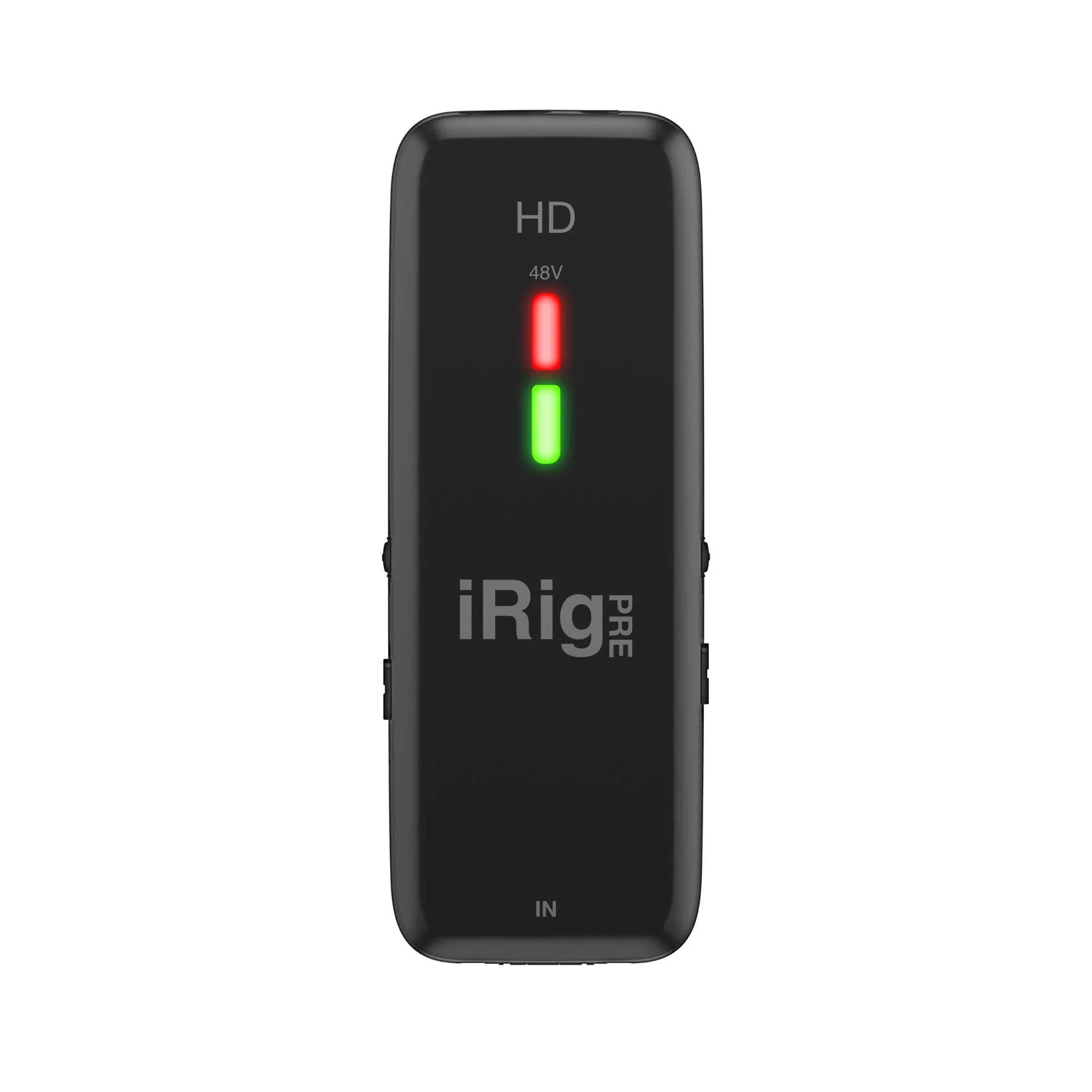 iRig Pre audio interface with HD and 48V indicators, red and green LED lights