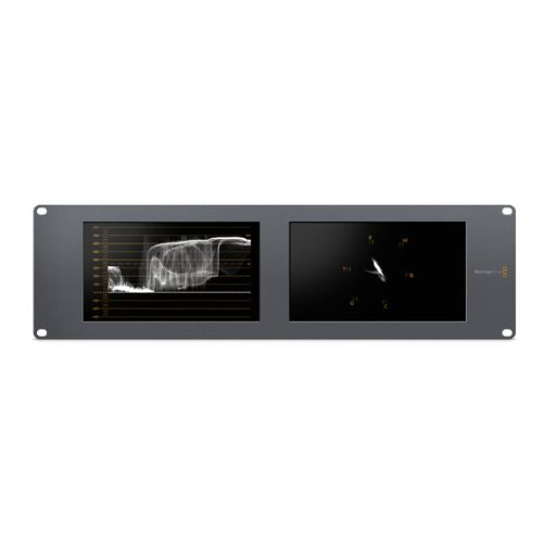 Blackmagic Design 12G Signal Measurement rackmount device with LED meters and color display