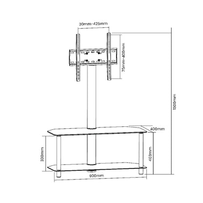 2 Layer Glass & Metal TV Stand For 23″-47″ TVs