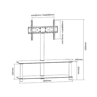 2 Layer Glass & Metal TV Stand For 32″-55″ TVs