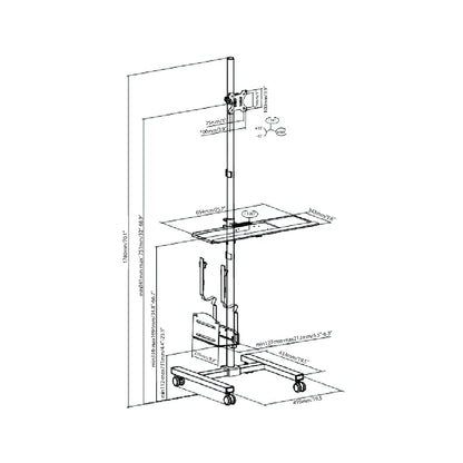 Computer Mobile Cart For 17″-32″ Monitors