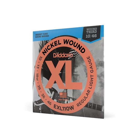 EXL110W Nickel Round Wound Electric Guitar Strings - Regular Light Gauge Wound Third (10-46)