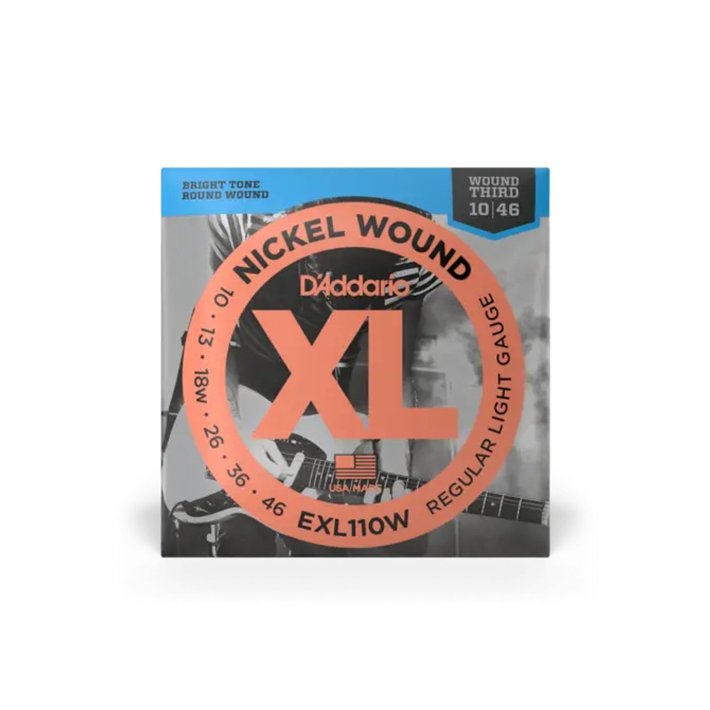 EXL110W Nickel Round Wound Electric Guitar Strings - Regular Light Gauge Wound Third (10-46)