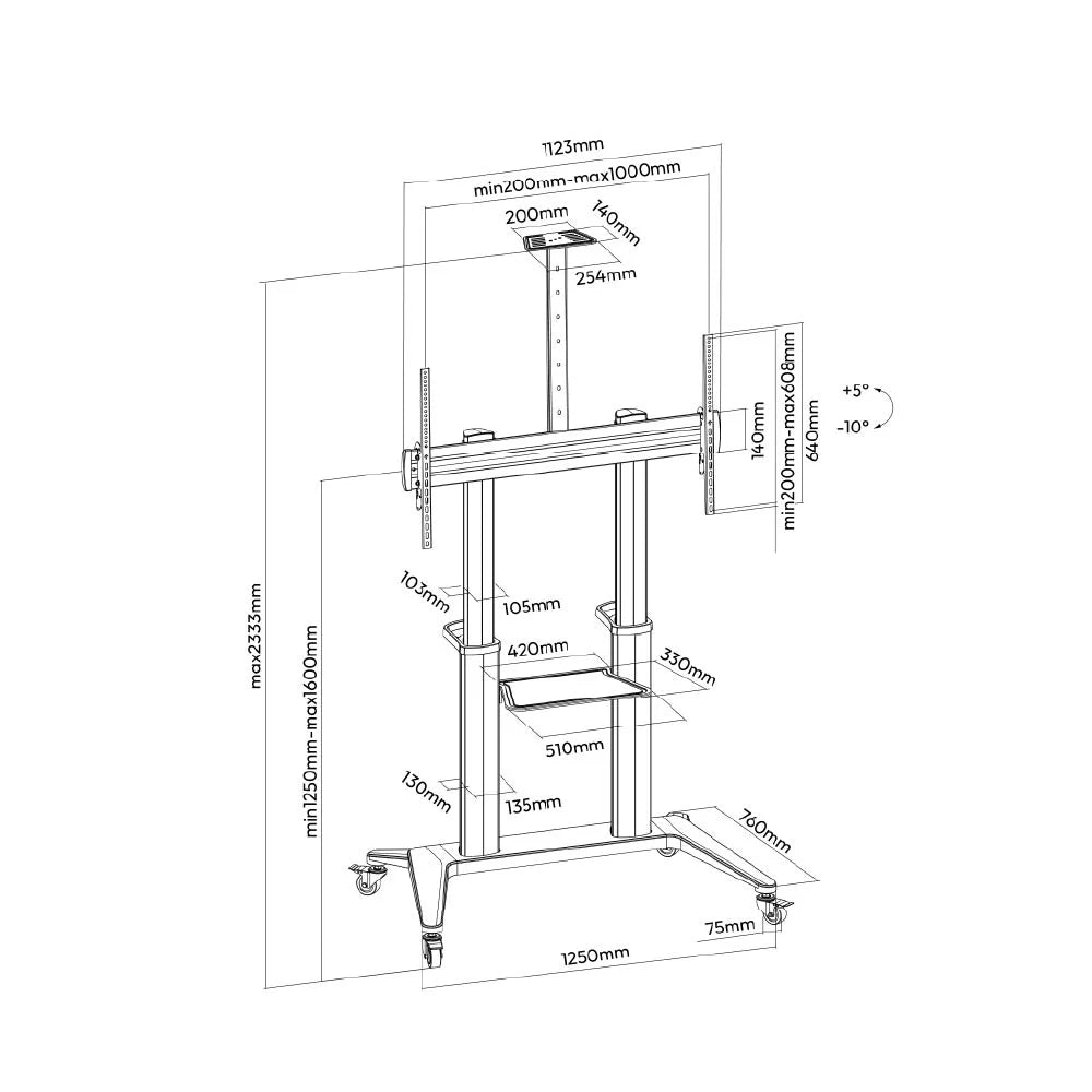 Extra Large Mobile TV Stand For 70″ – 120″