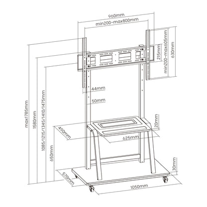 Height Adjustable Mobile TV Cart for 37”-100”