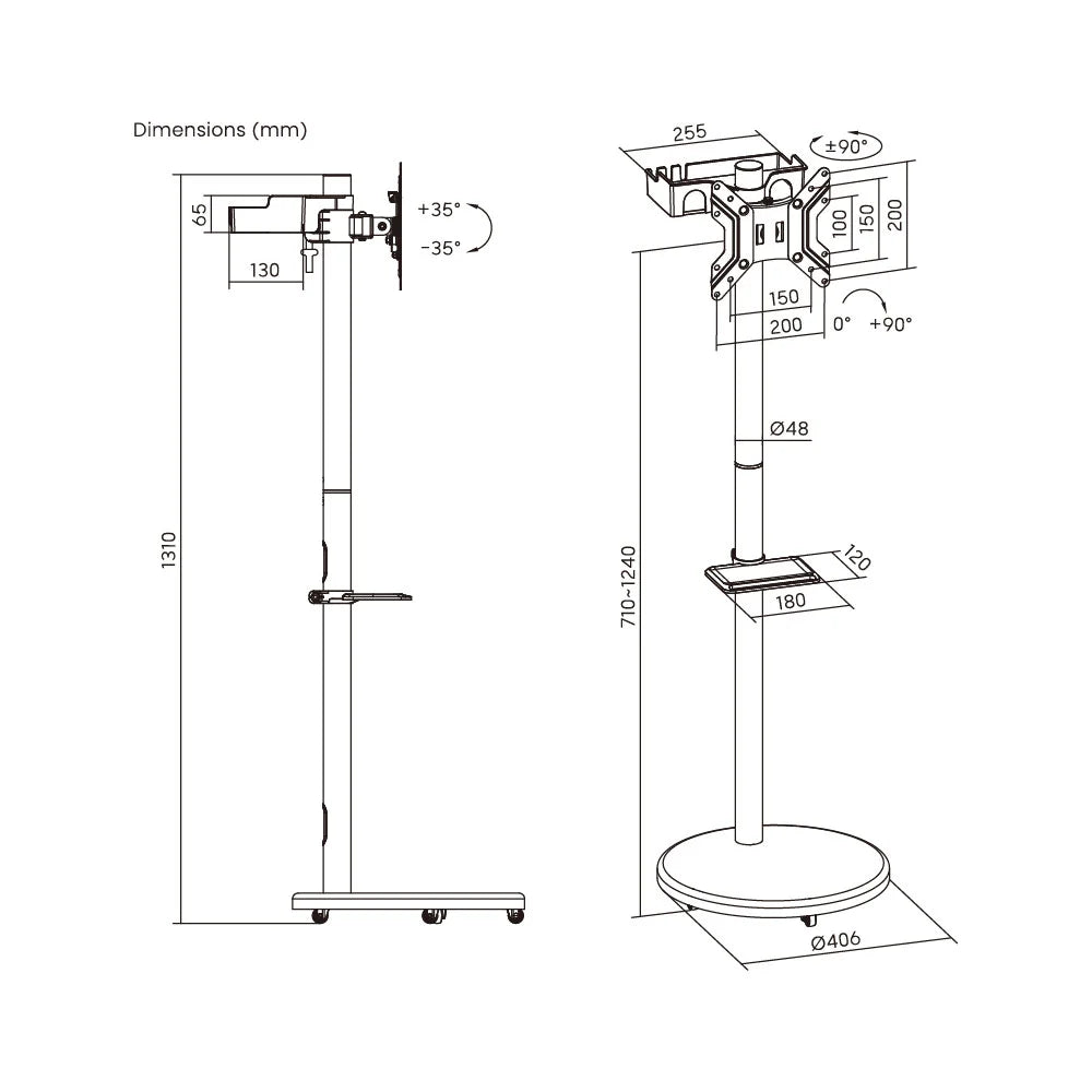 Mobile Display Stand for 17″-43″