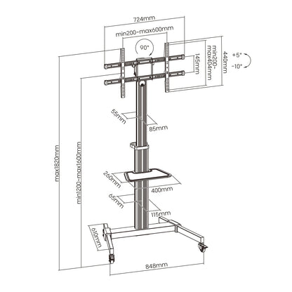 True Vision Alum Rotating TV Cart For 37″- 86″