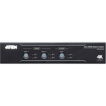 2 x 2 True 4K HDMI Matrix Switch with Audio De-Embedder